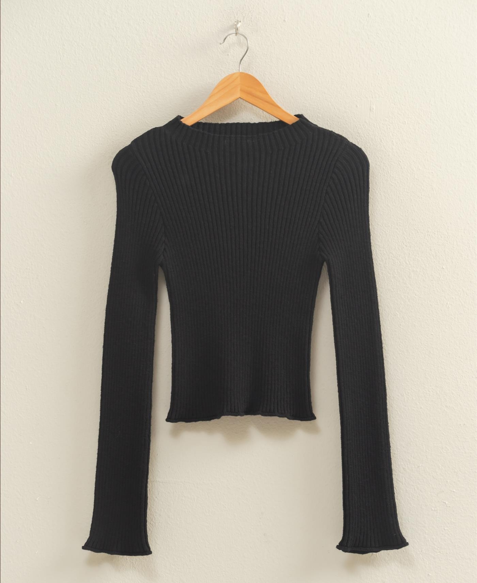Mock Neck Ribbed Top – Truly Bonded