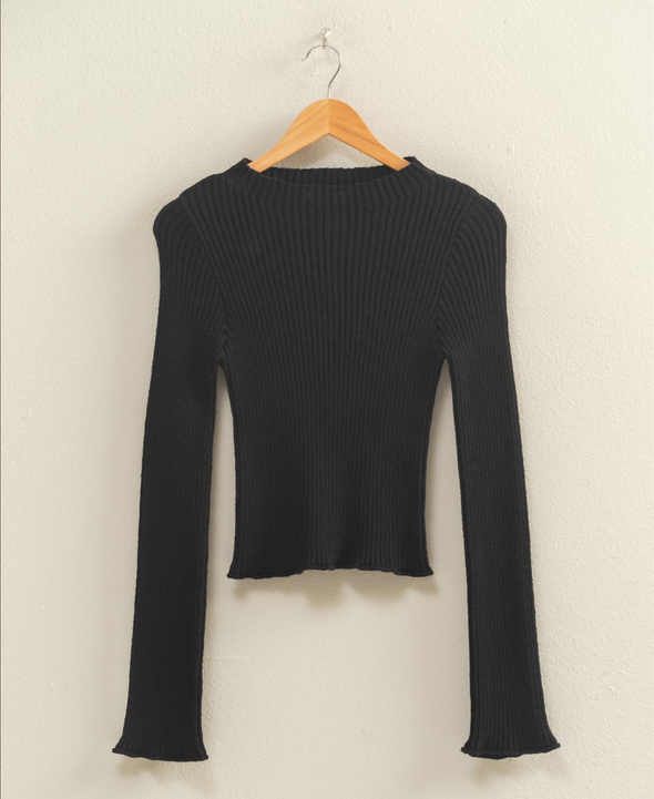 Mock Neck Ribbed Top