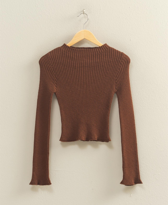 Mock Neck Ribbed Top