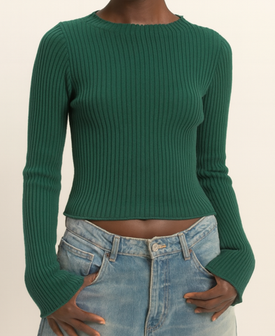 Mock Neck Ribbed Top