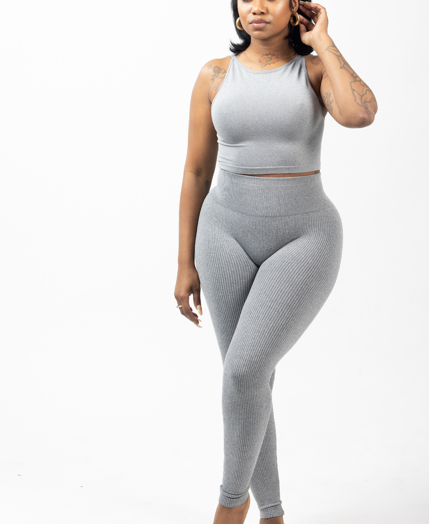 LEG-P {Embrace Change} Ash Grey Cotton Full Length Leggings PLUS SIZE –  Curvy Boutique Plus Size Clothing
