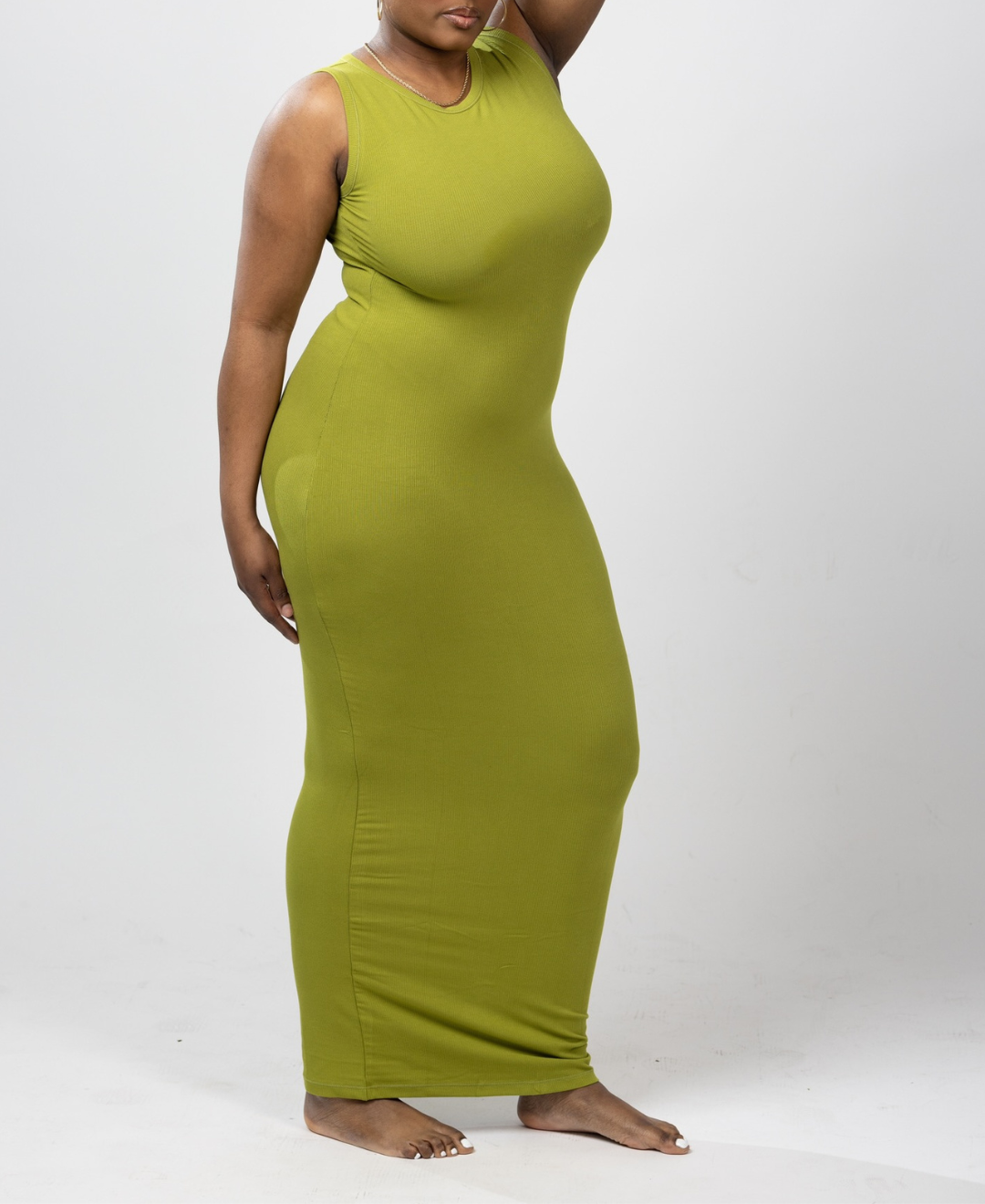 seamless ribbed dress Body Contour Seamless Ribbed Off The Shoulder Twist Midi Dress